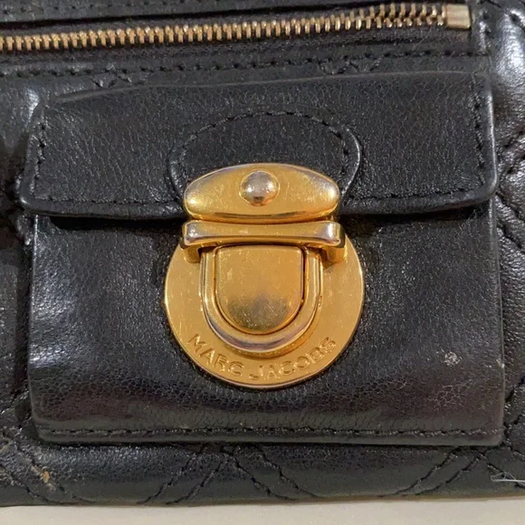 🔥 HOT DEAL 🔥 MARC JACOBS ✨ quilted black gold wallet continental - Picture 5 of 11